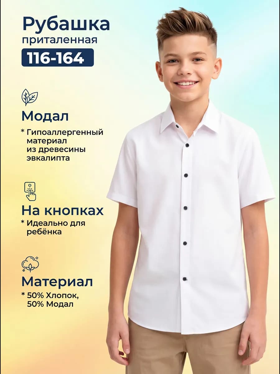 Рубашка с коротким рукавом на кнопках