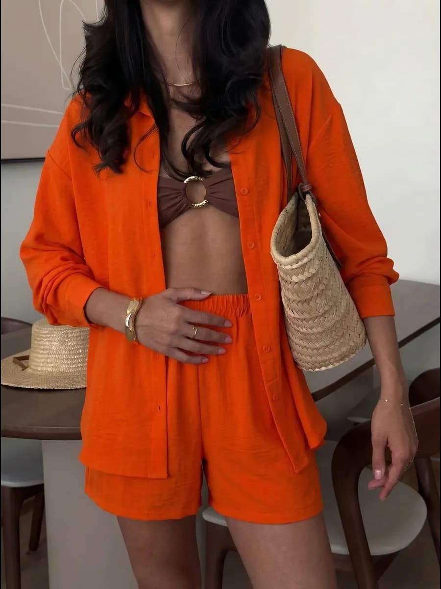 Костюм рубашка с шортами летний