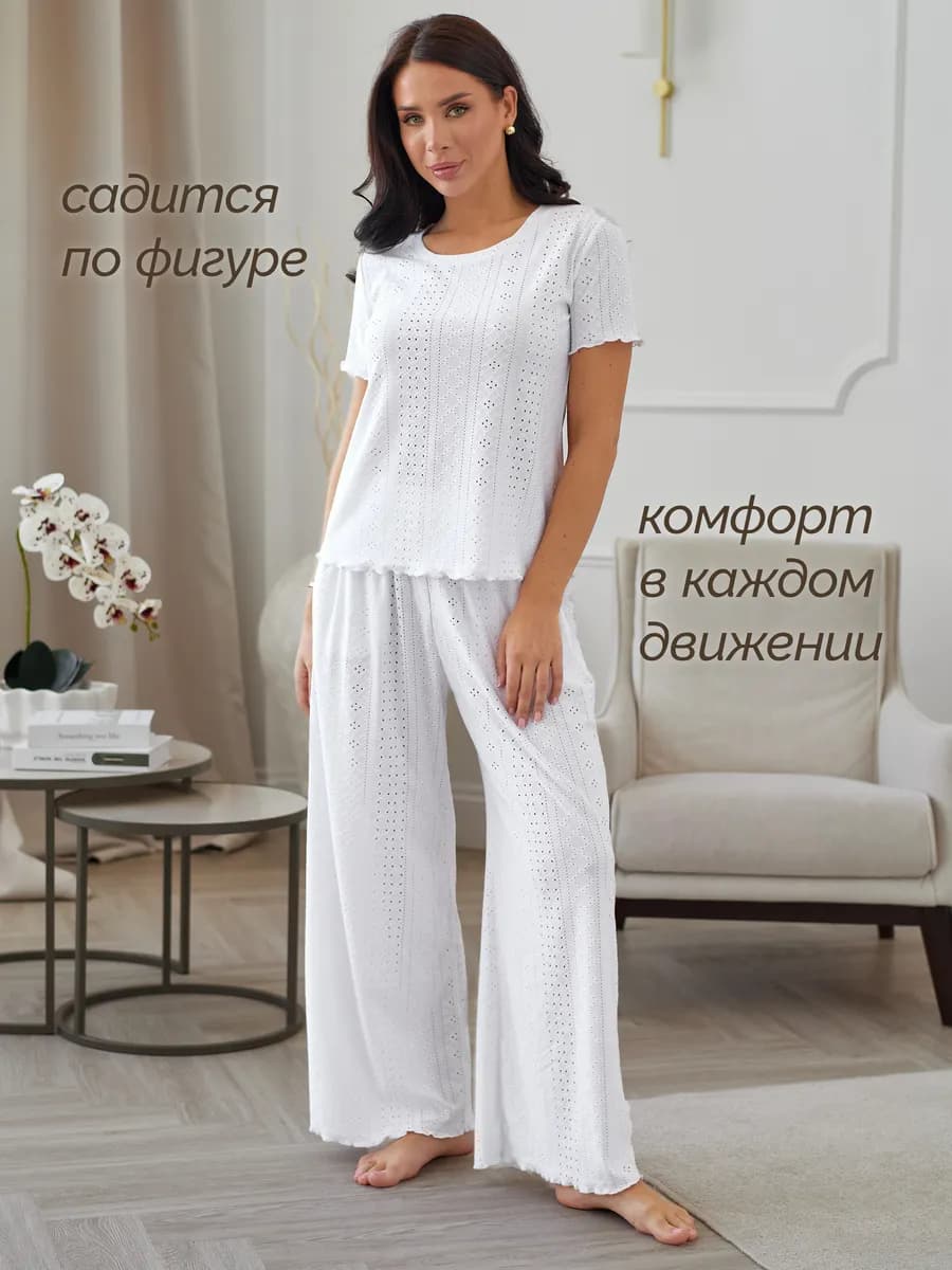 Пижама со штанами и футболкой хлопок