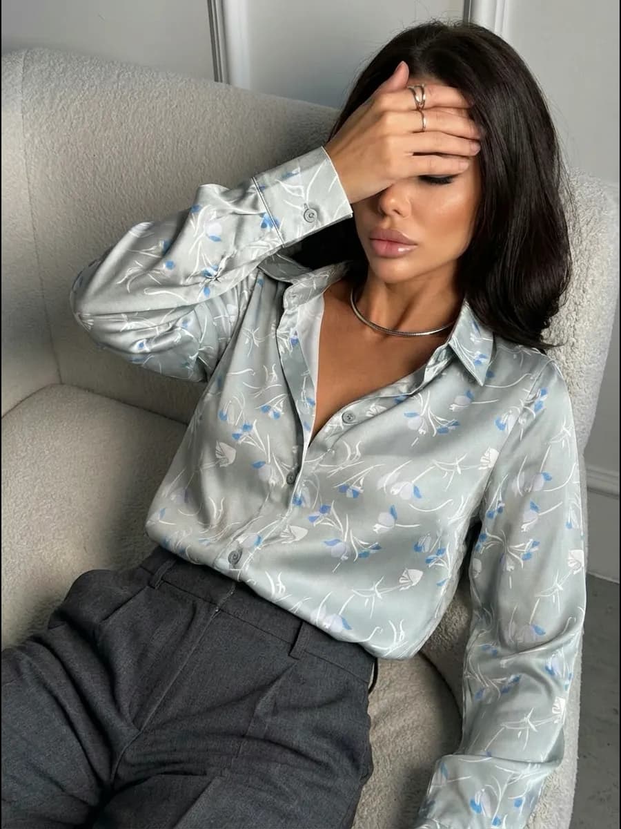 Шелковая блузка нарядная офисная