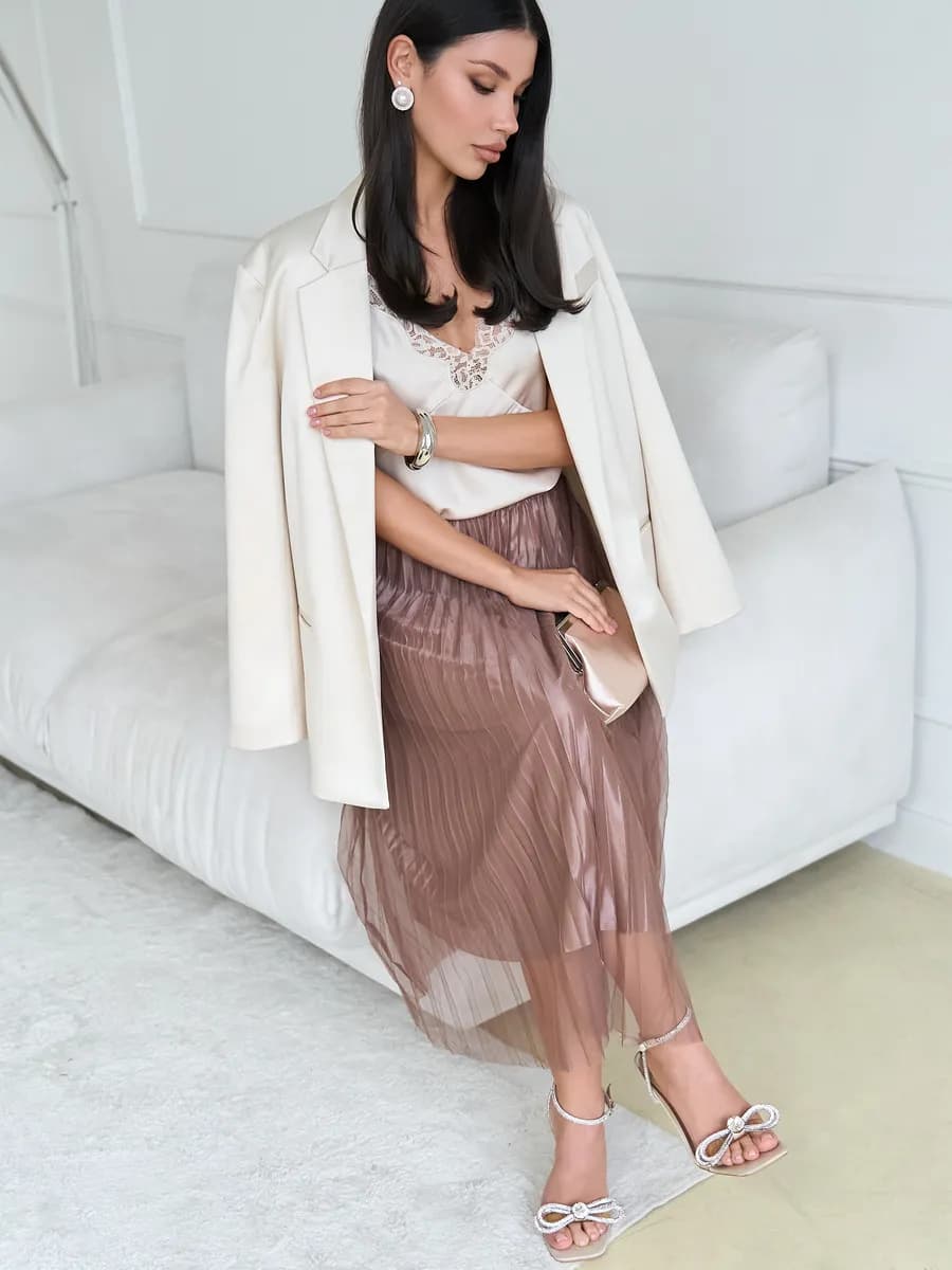 Юбка миди на резинке плиссе