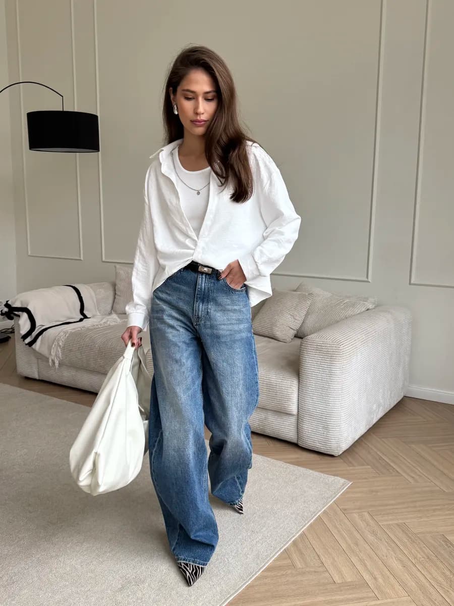 Рубашка с топом укороченная оверсайз