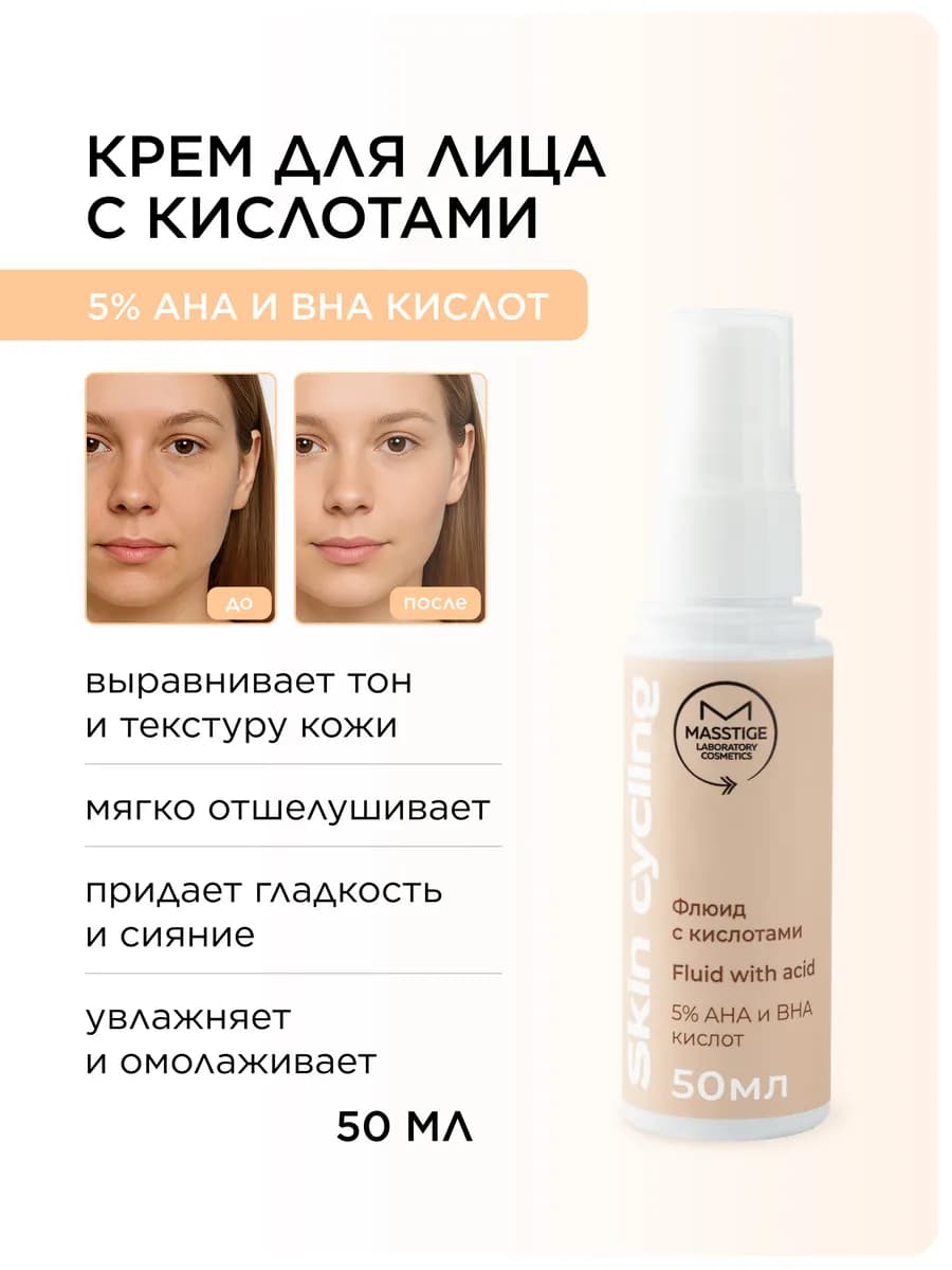 Крем-флюид для лица отшелушивающий с кислотами