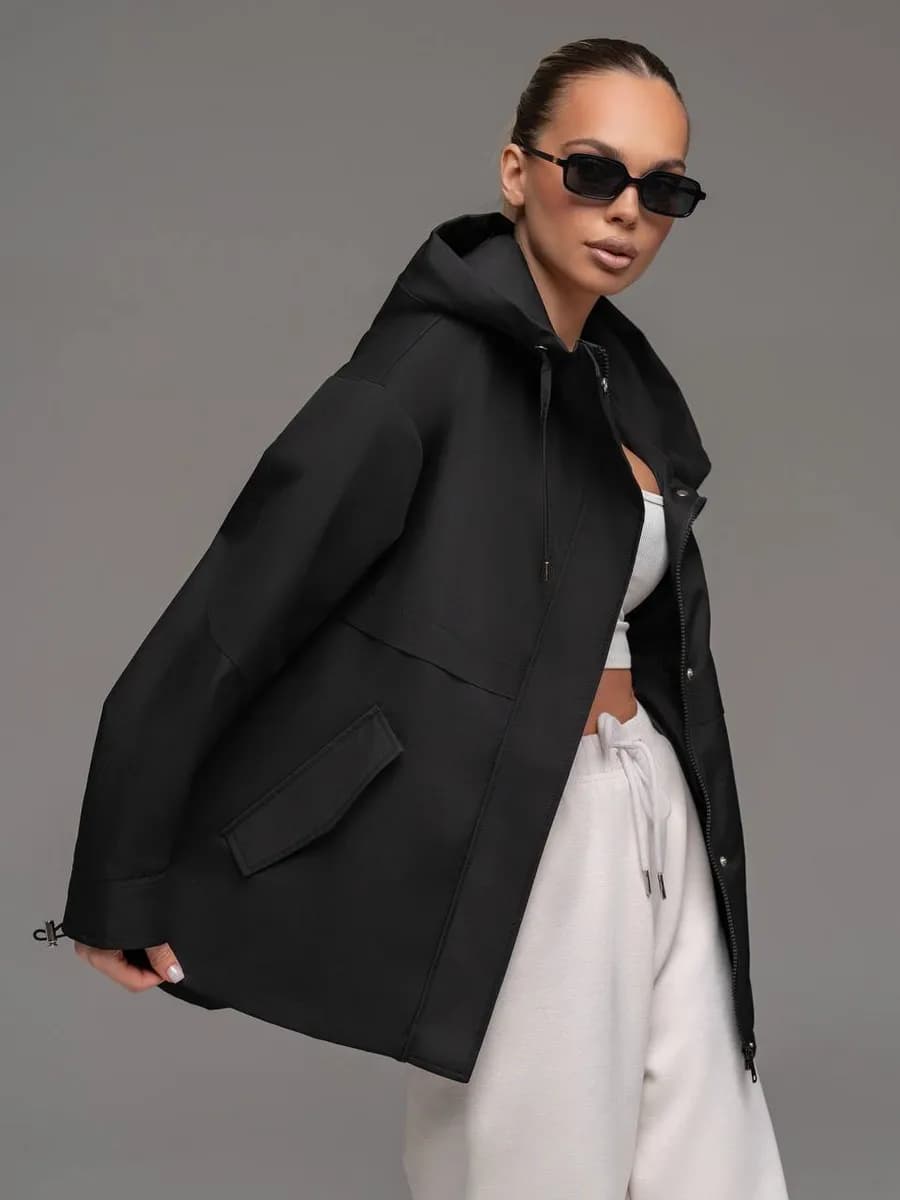 Ветровка весенняя оверсайз с капюшоном