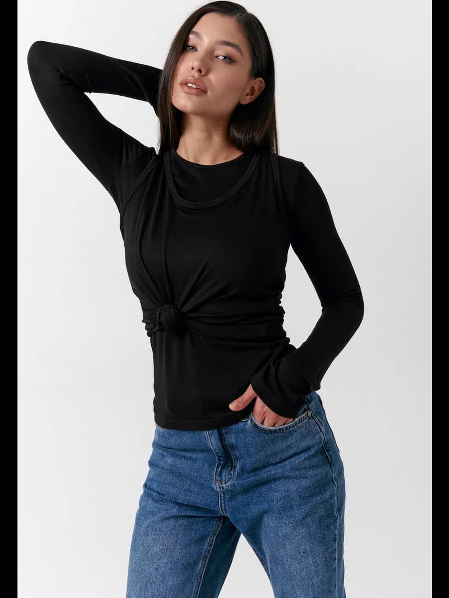 Лонгслив с майкой облегающий