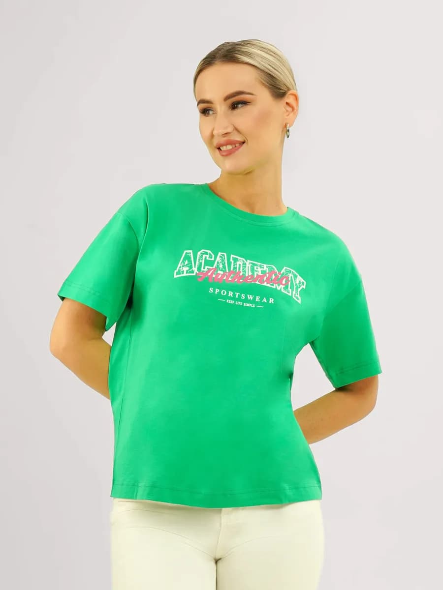 Футболка с принтом хлопок оверсайз