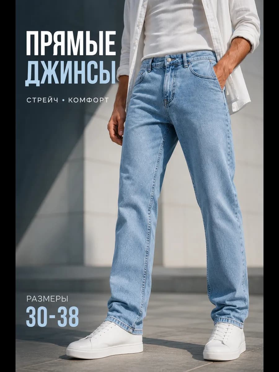 Джинсы классические прямые стрейч