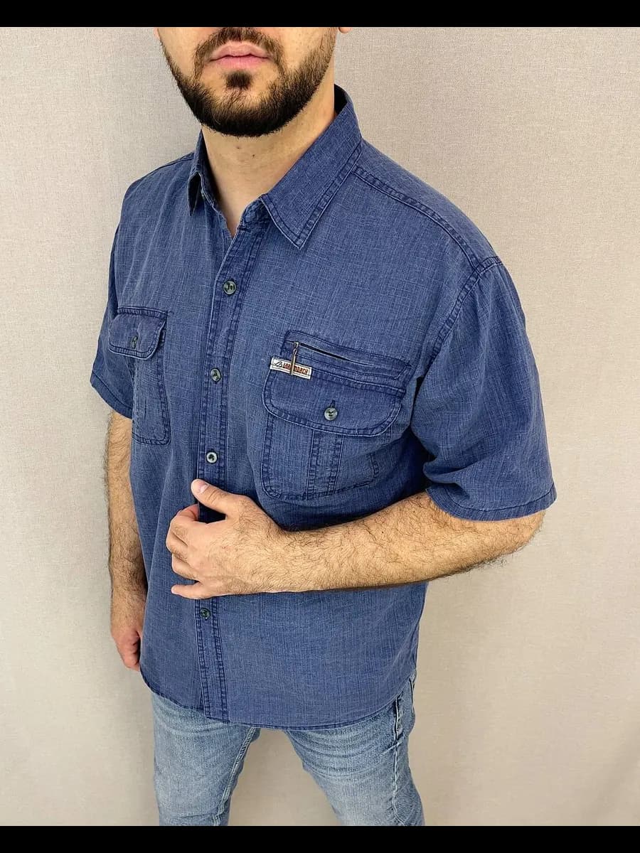 Рубашка льняная с коротким рукавом