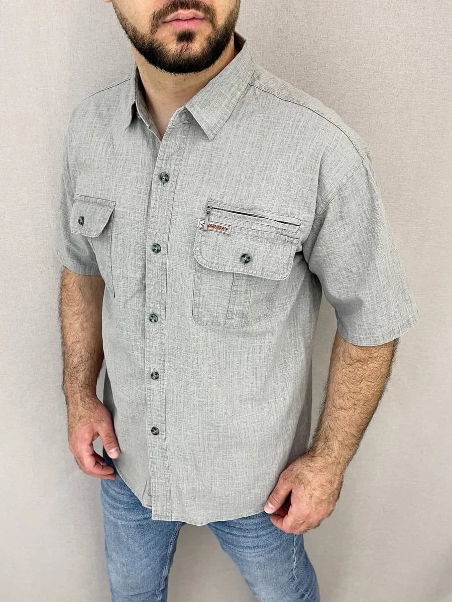 Рубашка льняная с коротким рукавом