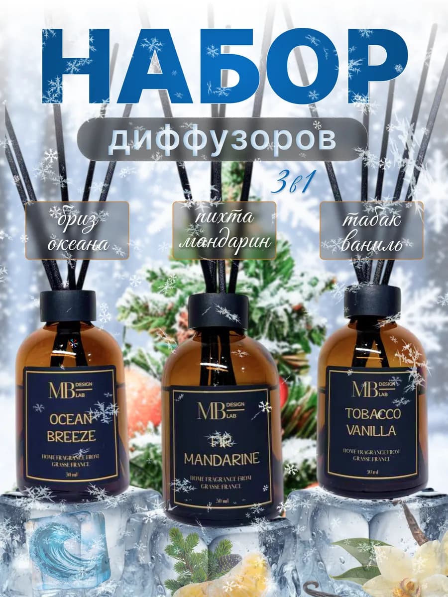 Диффузор для дома с палочками новогодний