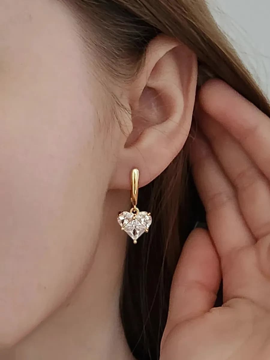 Серьги сердце бижутерия