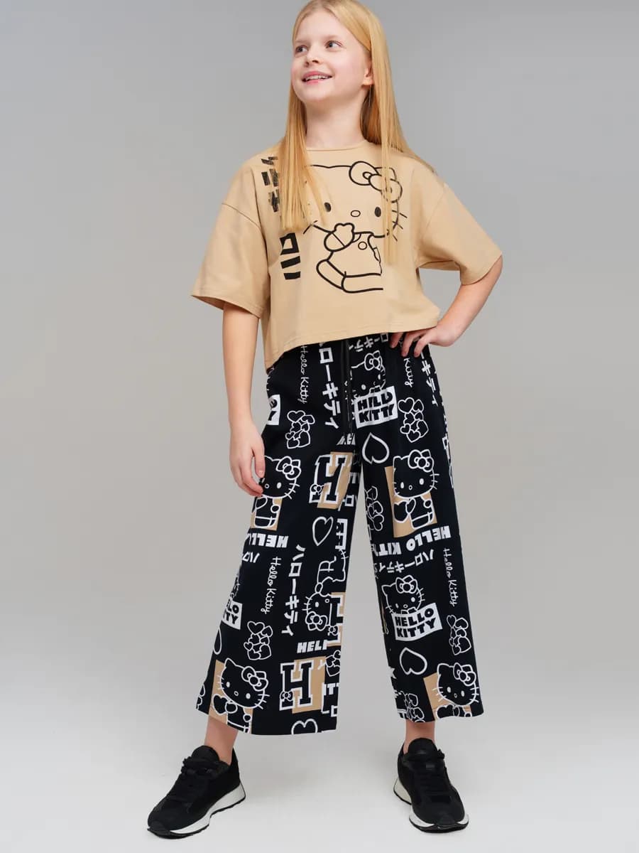 Брюки кюлоты на резинке подростковые