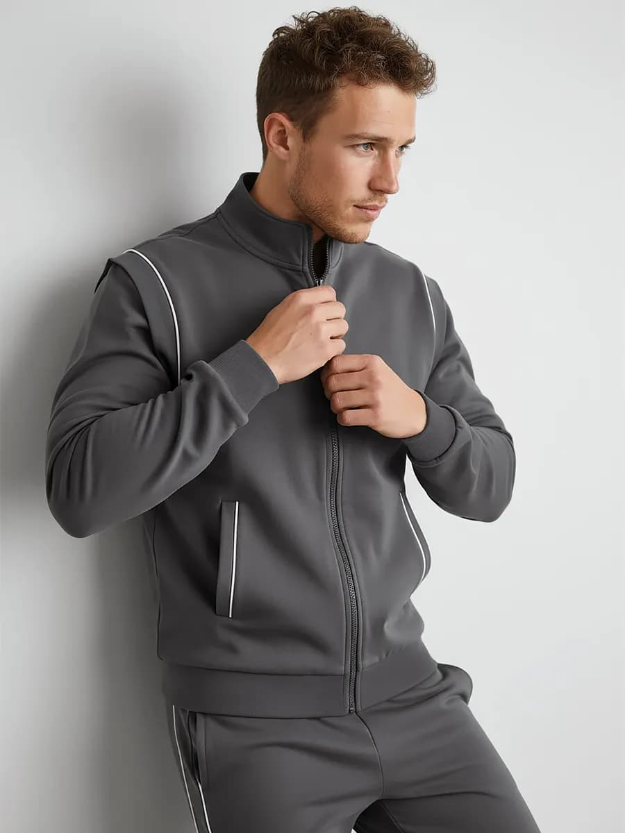 Костюм спортивный из футера двухнитки на молнии - фото 1