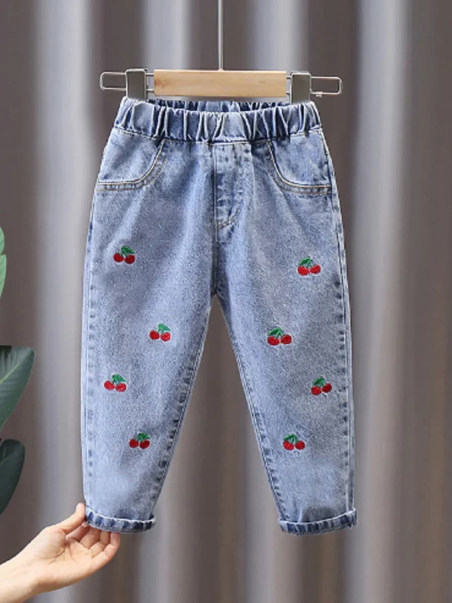 джинсы принт вишня