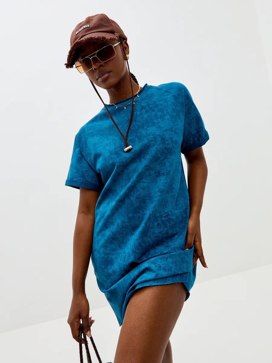 Платье туника домашняя трикотажное повседневное оверсайз - фото 1