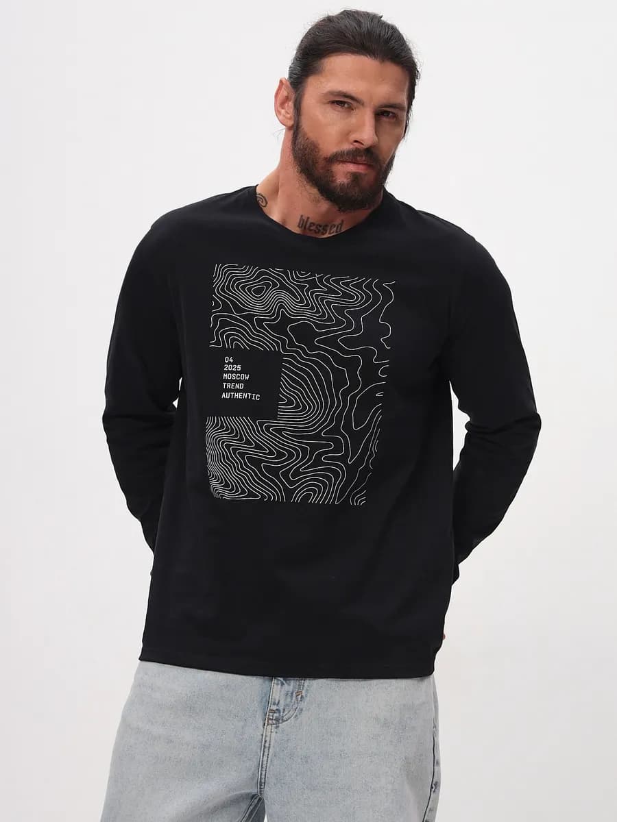 Лонгслив с принтом футболка с длинным рукавом