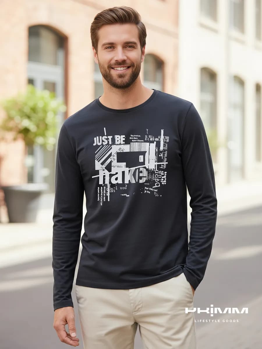 Лонгслив с принтом футболка с длинным рукавом