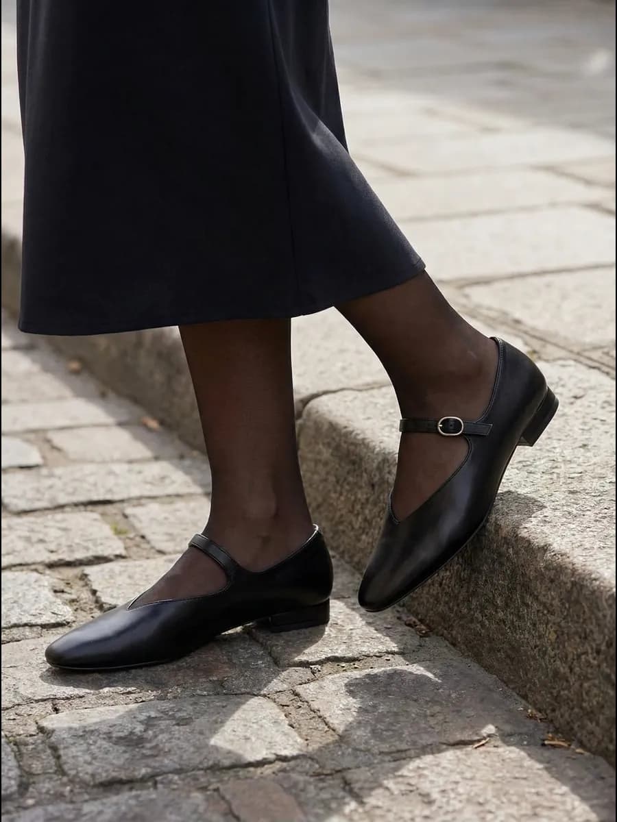 Туфли с ремешком на низком каблуке