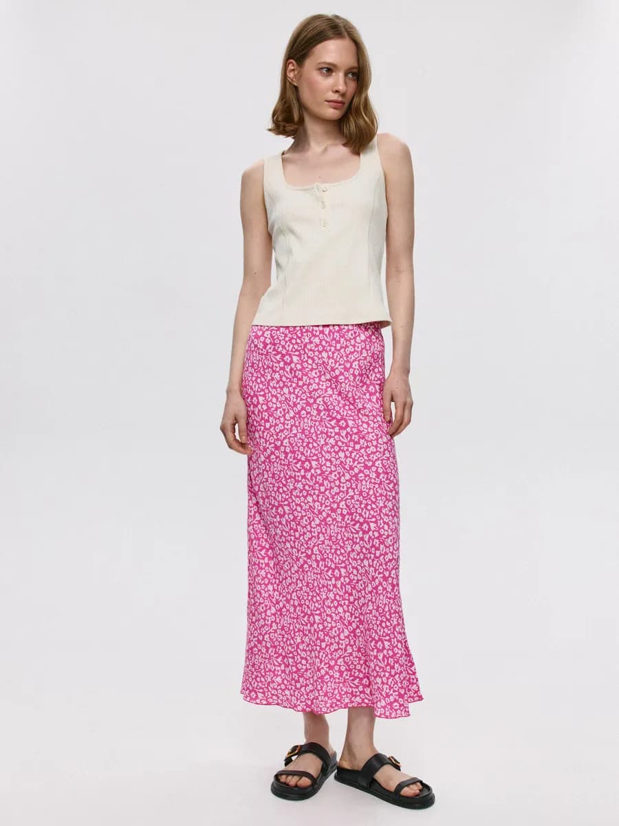 Юбка длины миди с набивным принтом