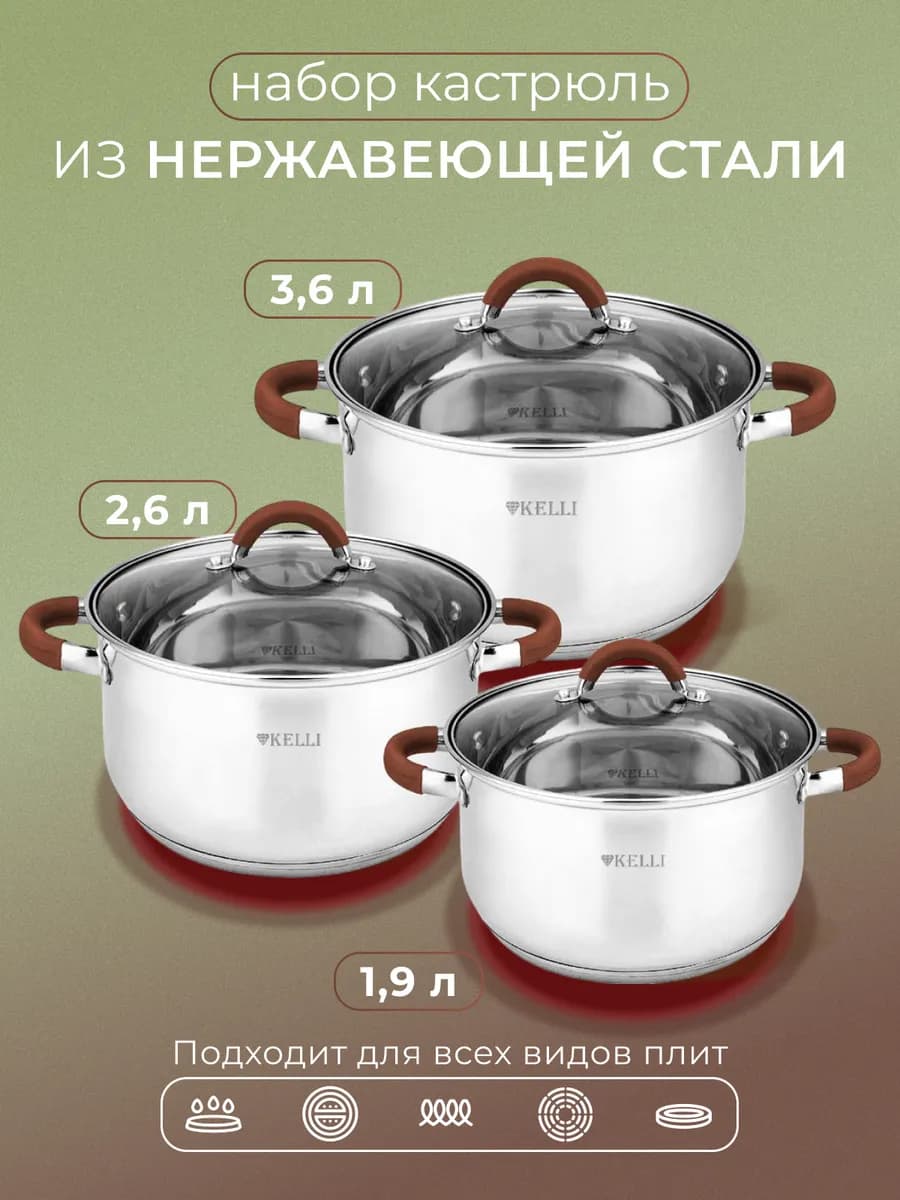 Набор кастрюль с крышками