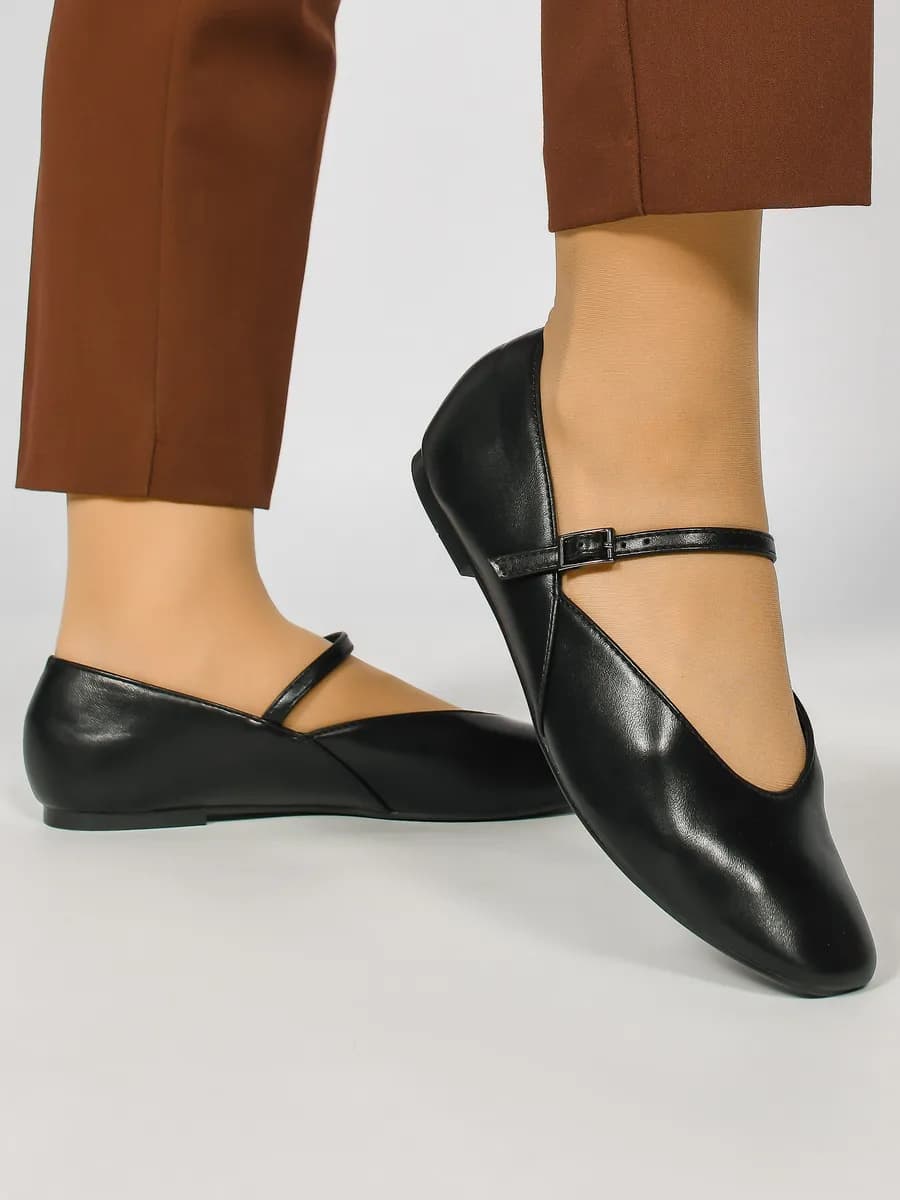 Балетки Мери Джейн летние кожаные