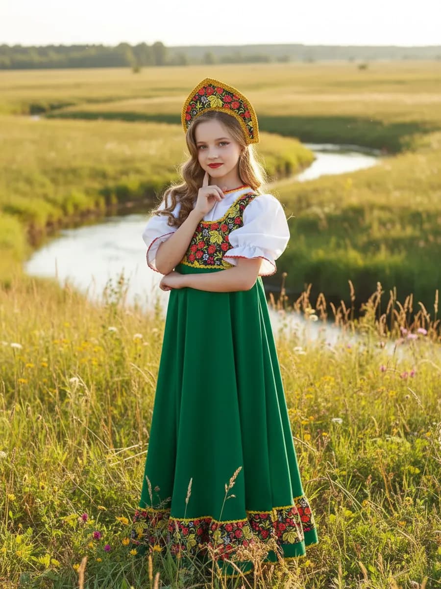 Русский народный костюм с кокошником детский