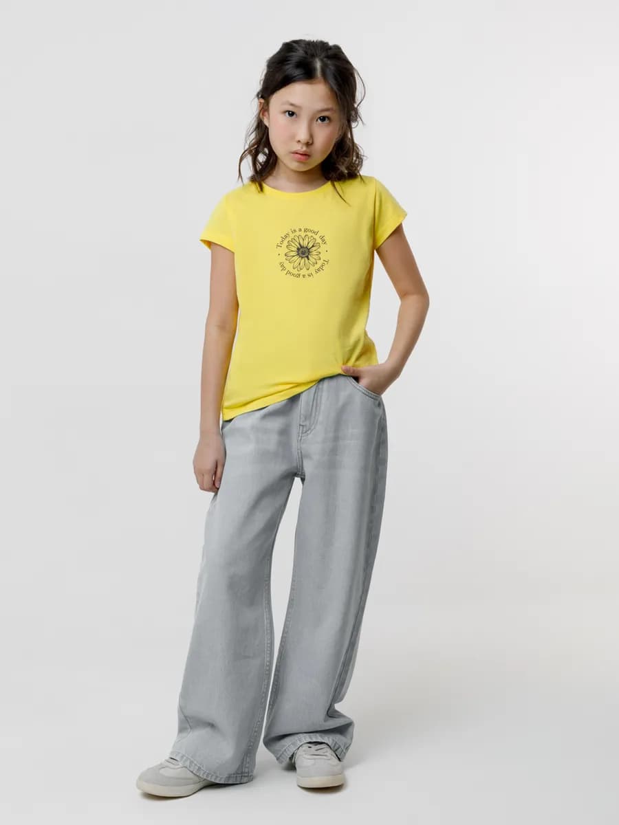 Трикотажная футболка для девочки с принтом хлопок