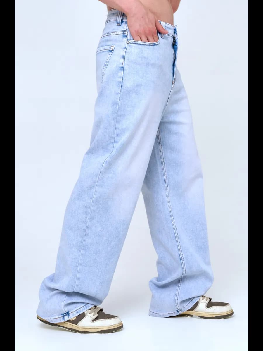 Джинсы трубы широкие y2k прямые оверсайз голубые