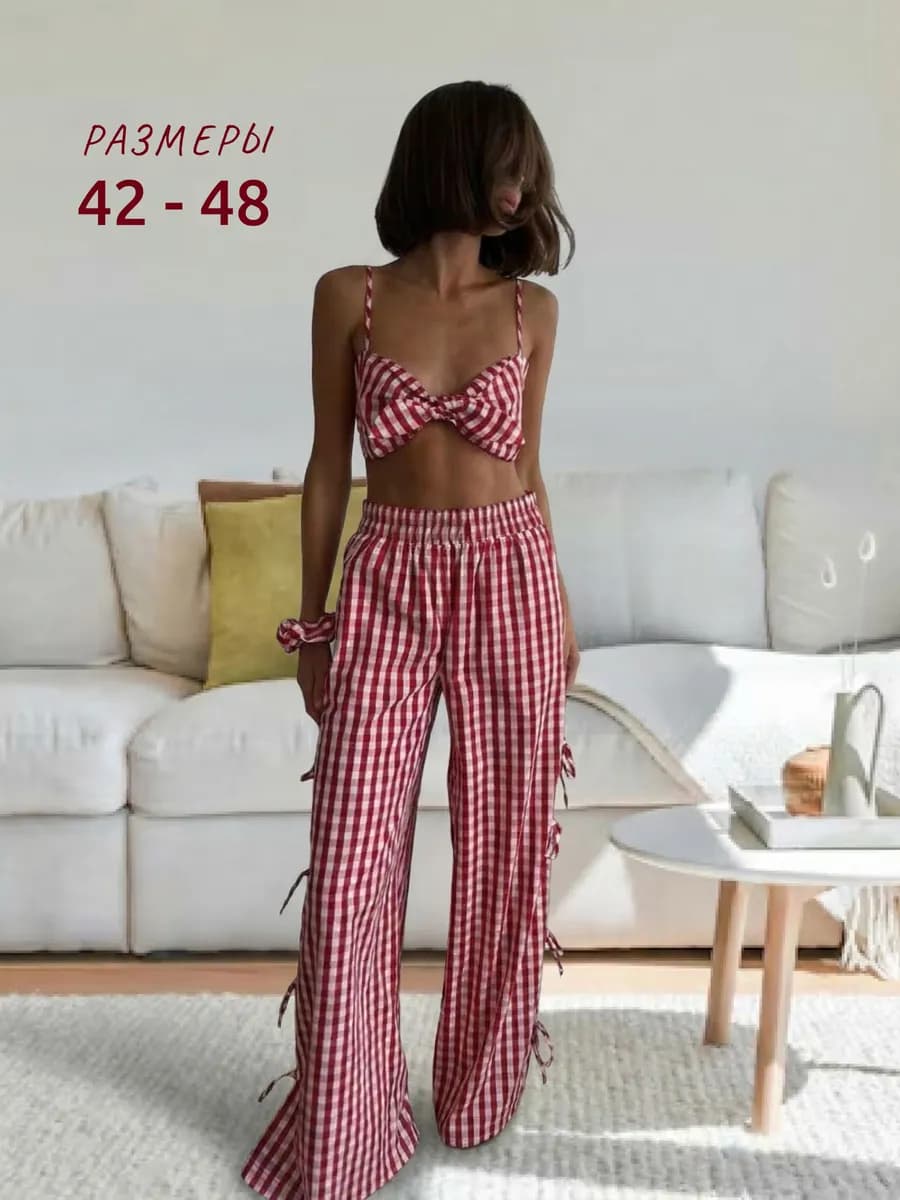 Брюки домашние в клетку