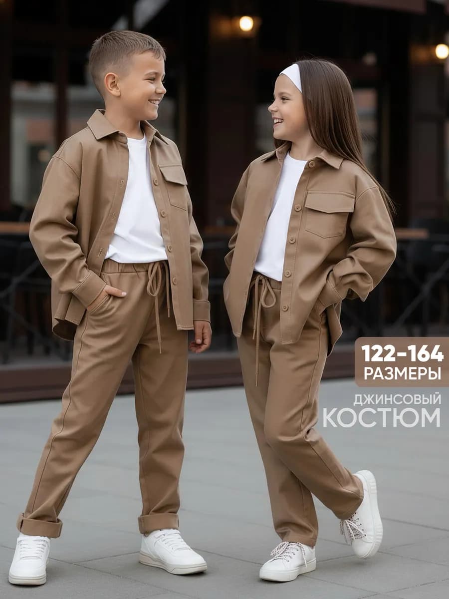 Джинсовый костюм на пуговицах