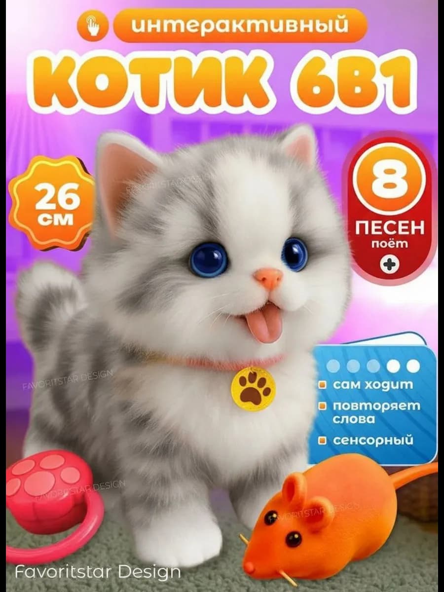 Интерактивная игрушка умный котенок