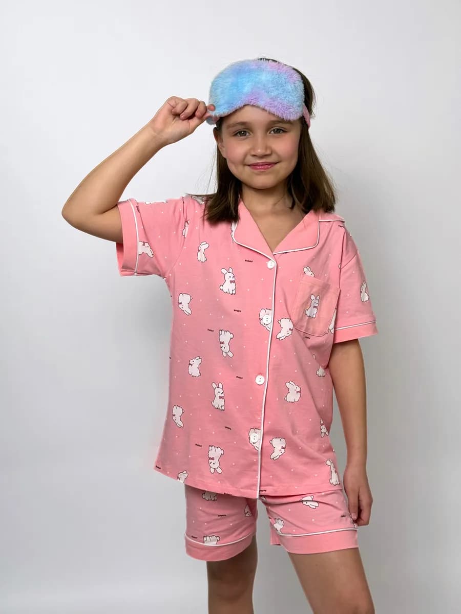 Пижама детская с шортами хлопковая для сна и дома - фото 1