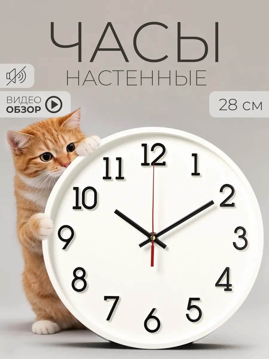 Часы настенные бесшумные интерьерные 28 см