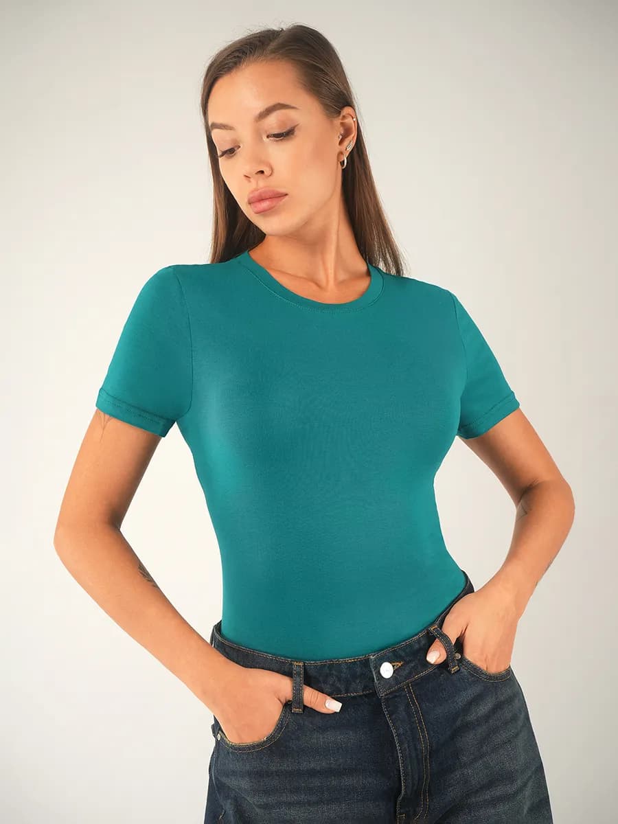 Футболка облегающая базовая из вискозы летняя