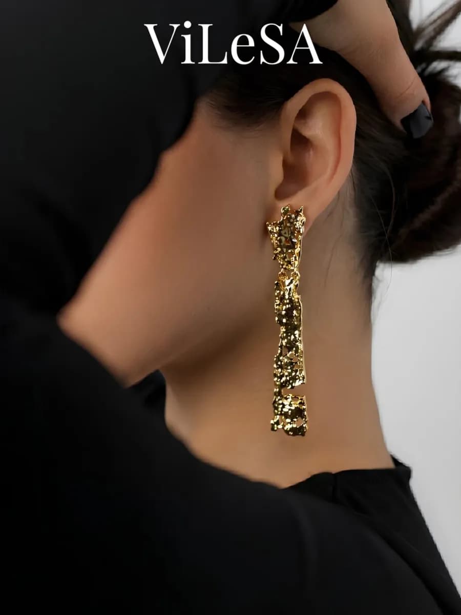 Серьги бижутерия длинные крупные объемные вечерние - фото 1