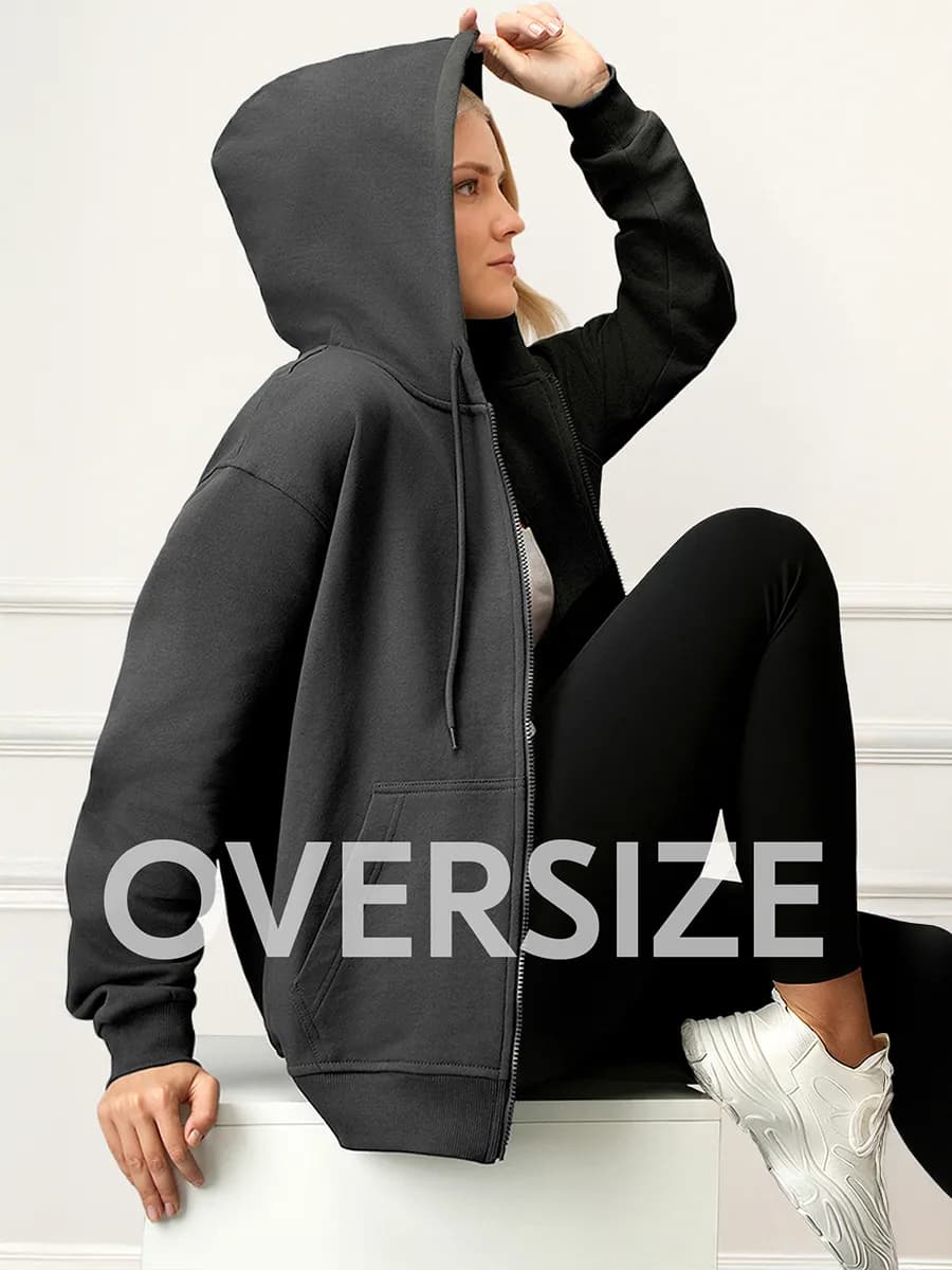 Толстовка на молнии оверсайз из футера трехнитки с капюшоном