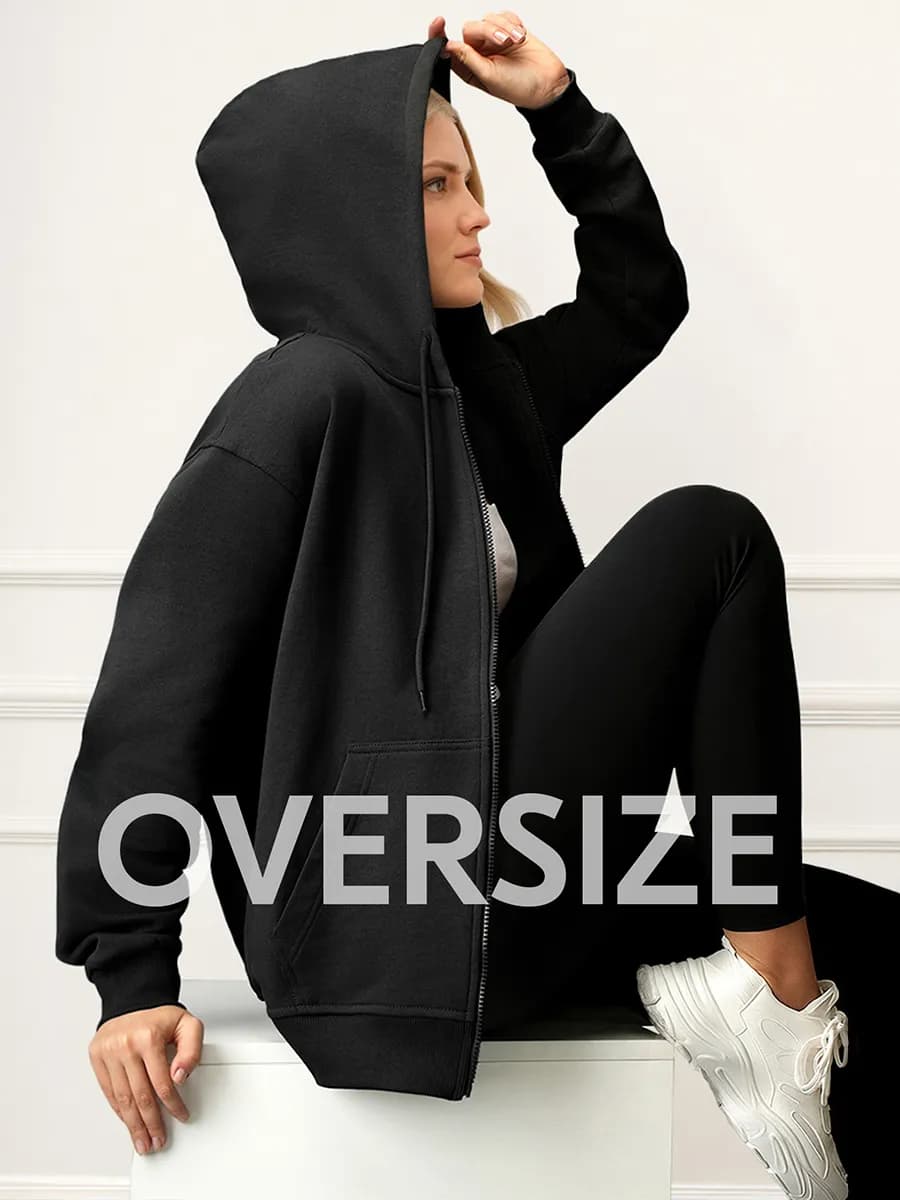 Толстовка на молнии оверсайз из футера трехнитки с капюшоном