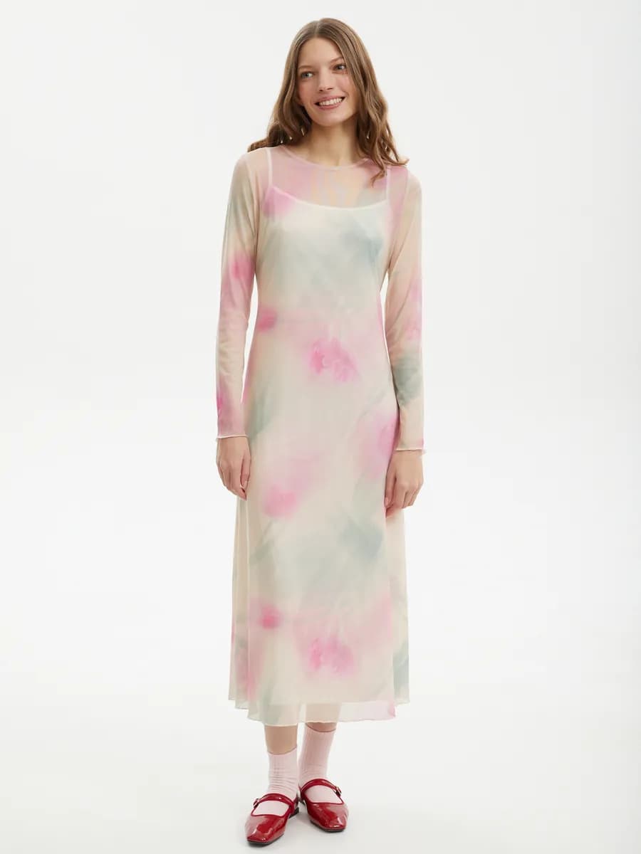 Женское платье из сетки с принтом