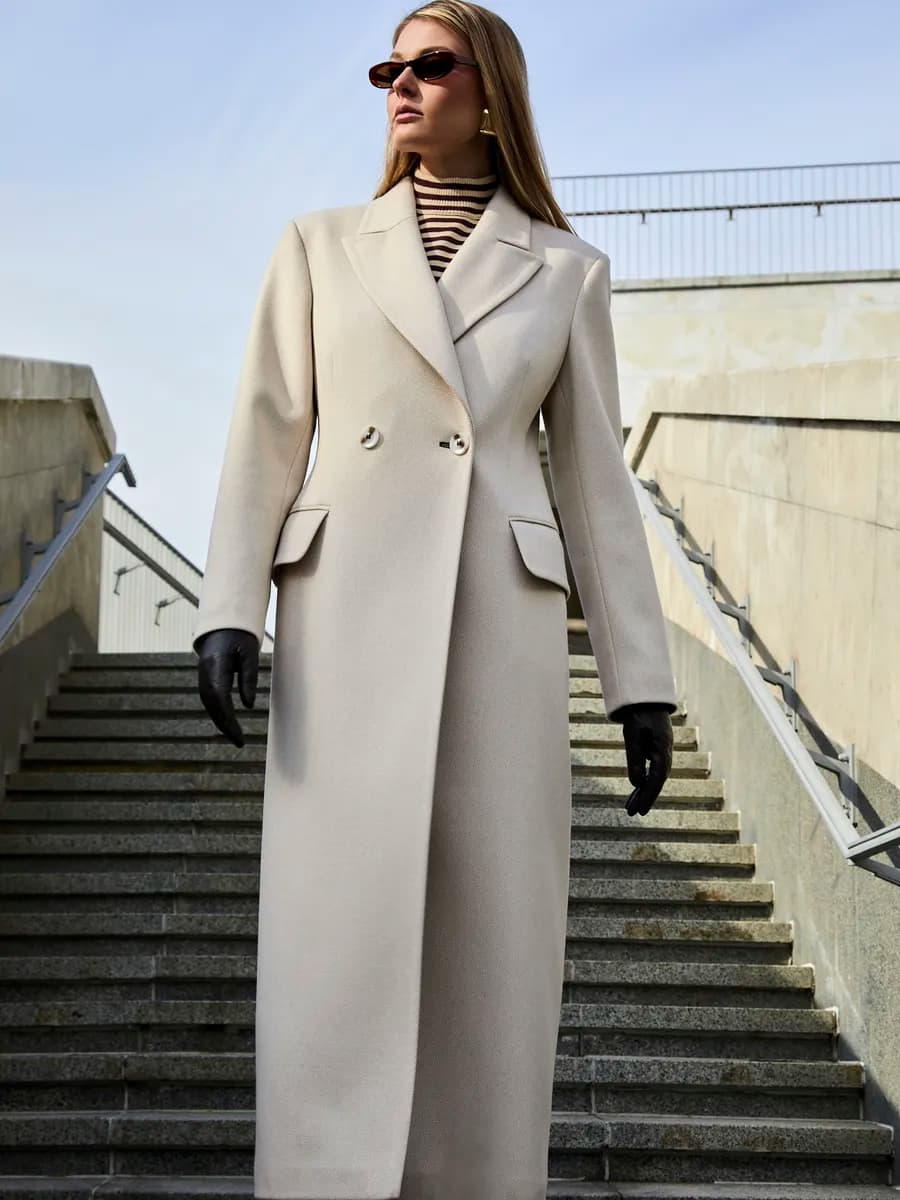 Пальто макси весна-осень приталенное