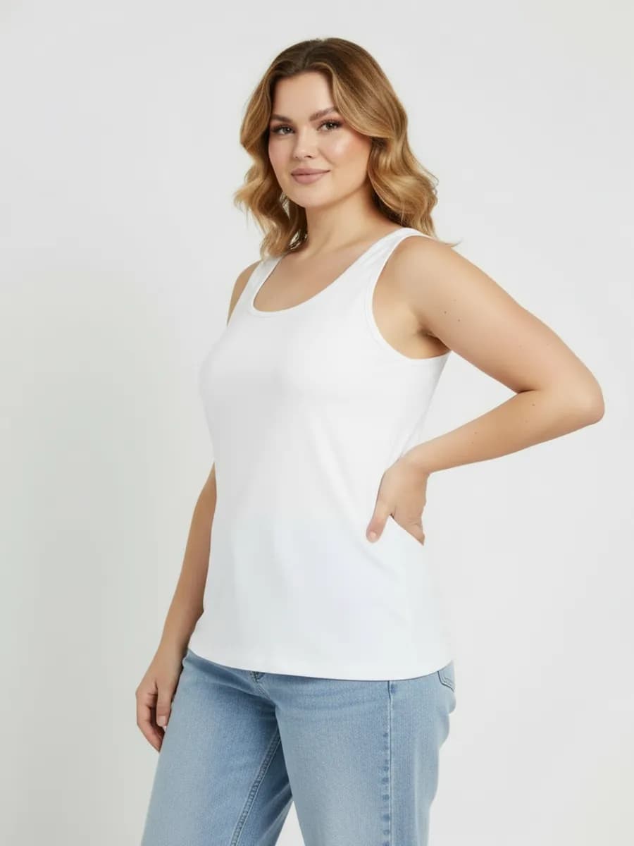 Майка хлопковая базовая белая большие размеры