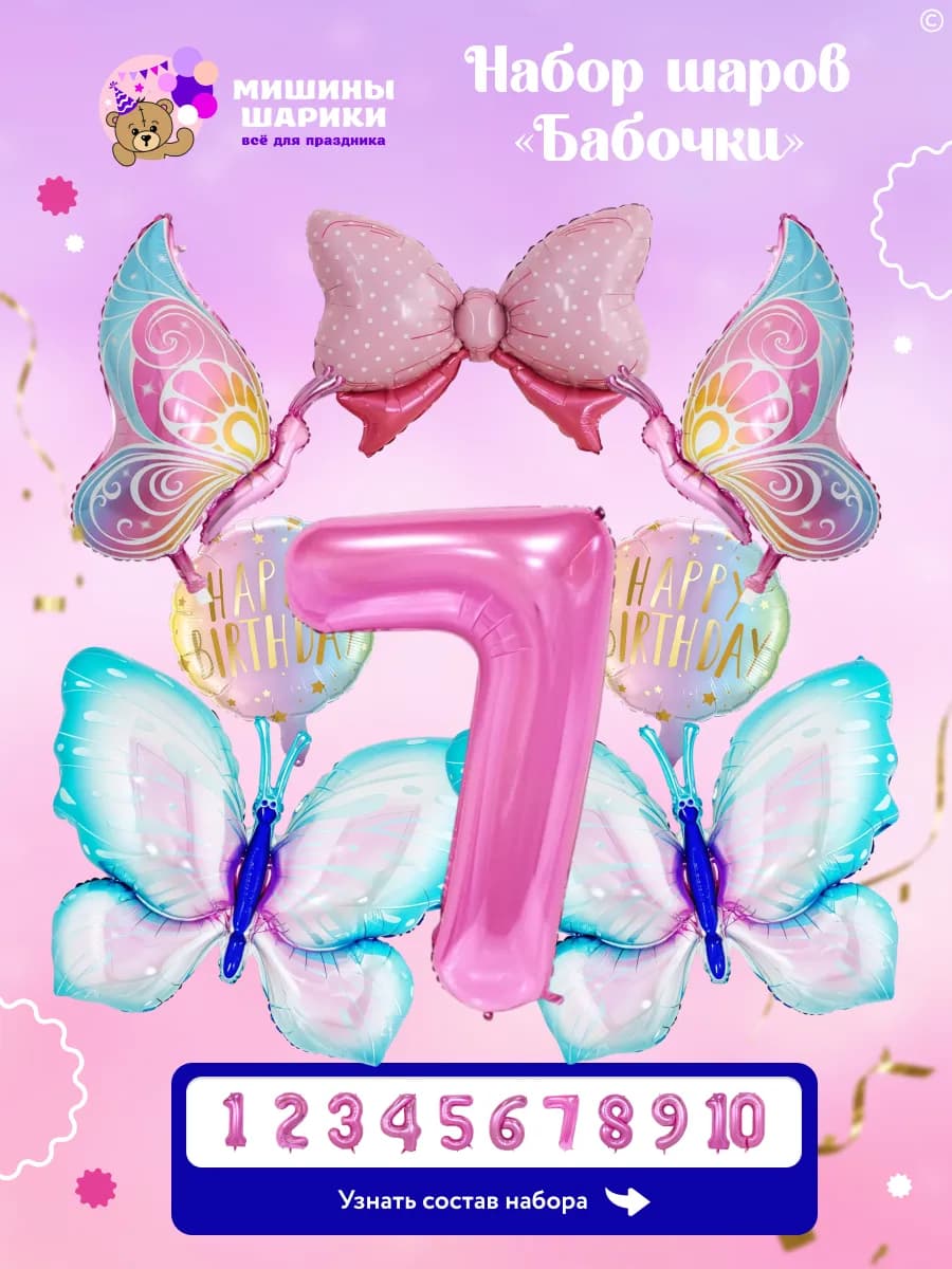 Шарики воздушные набор на 7 лет фотозона