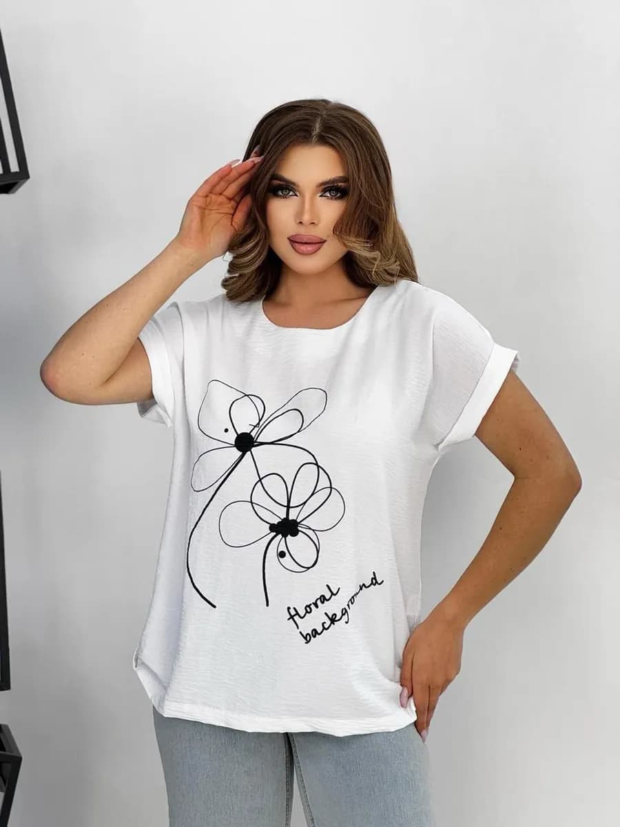 Блузка хлопок футболка оверсайз