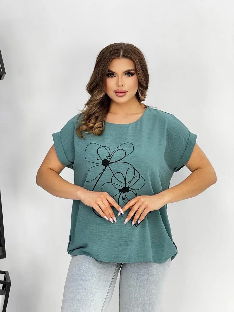 Блузка хлопок футболка оверсайз