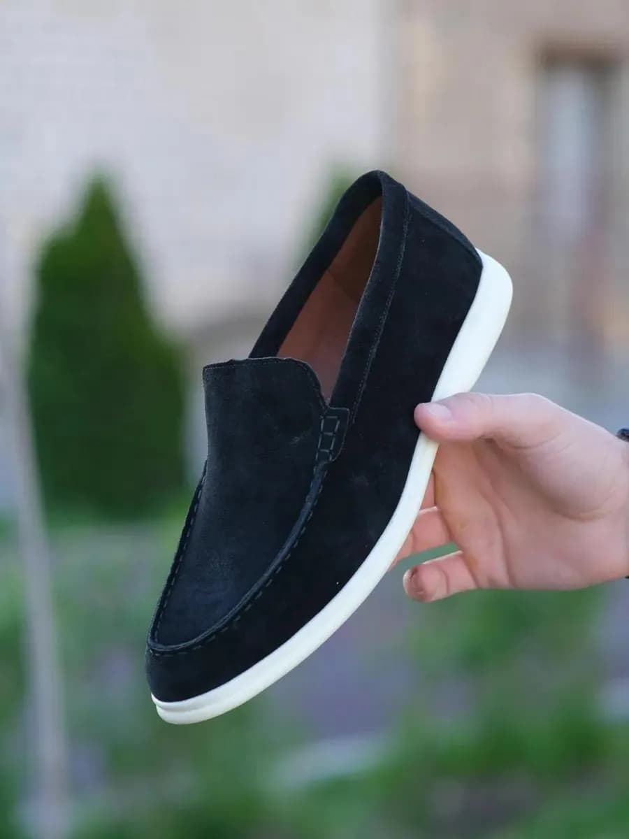 Лоферы замшевые