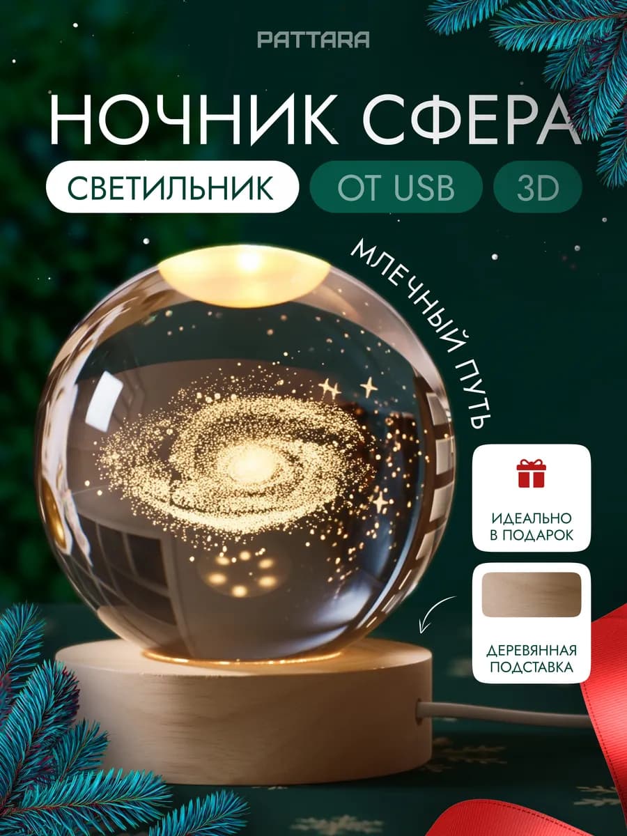Ночник детский светодиодный Шар Млечный путь USB