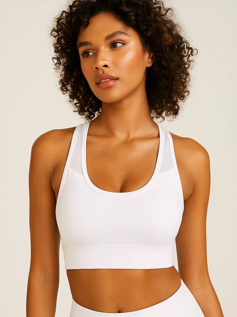 Топ белый спортивный для фитнеса