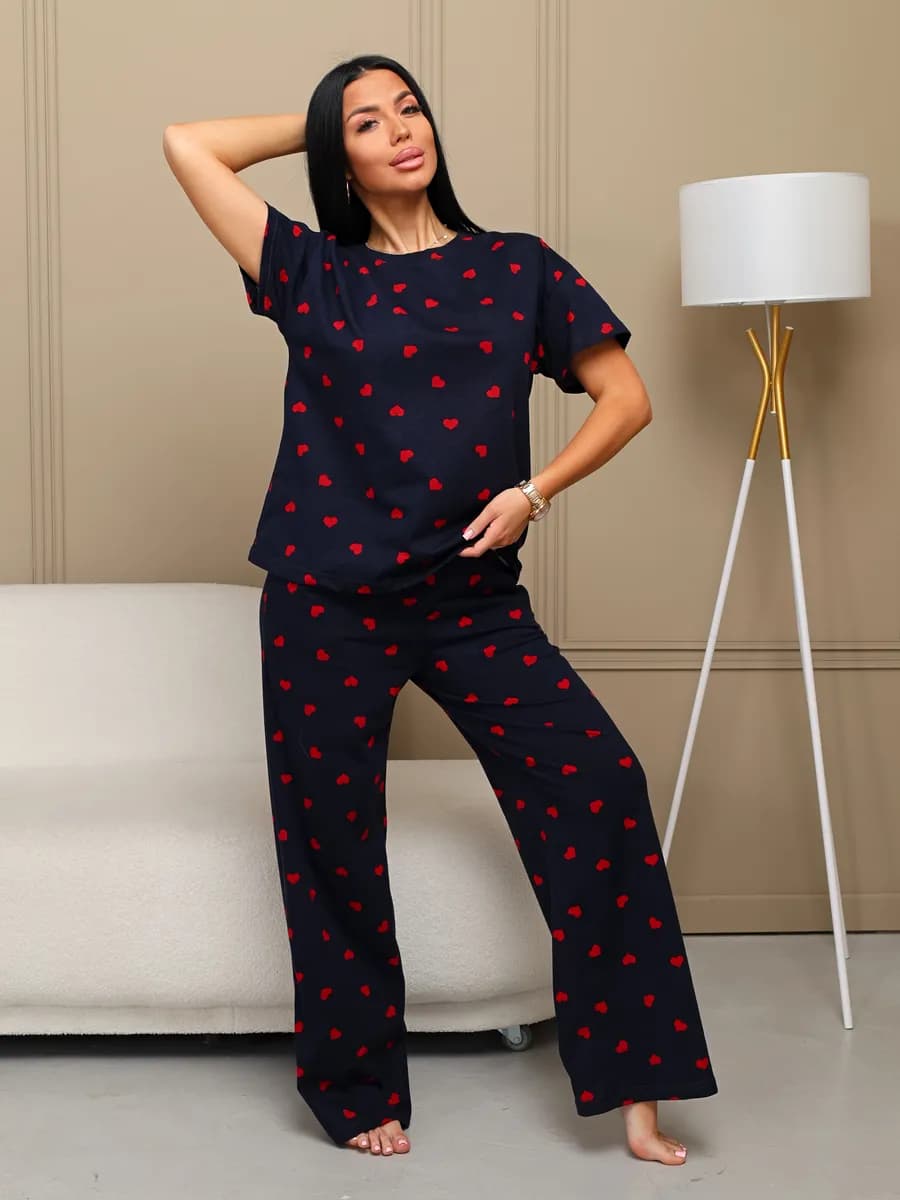 Костюм со штанами домашний больших размеров летний