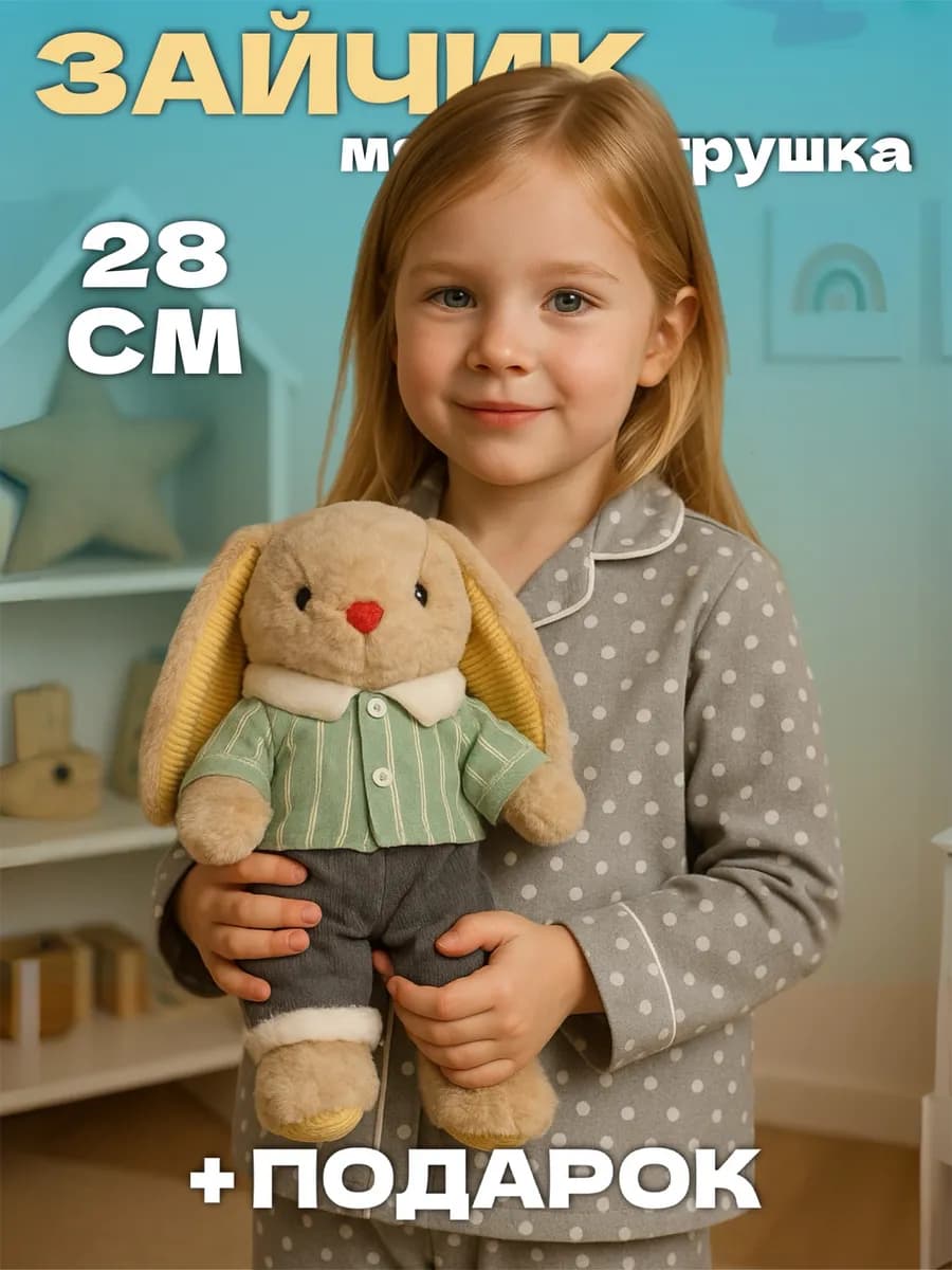 Мягкая игрушка зайка плюшевый