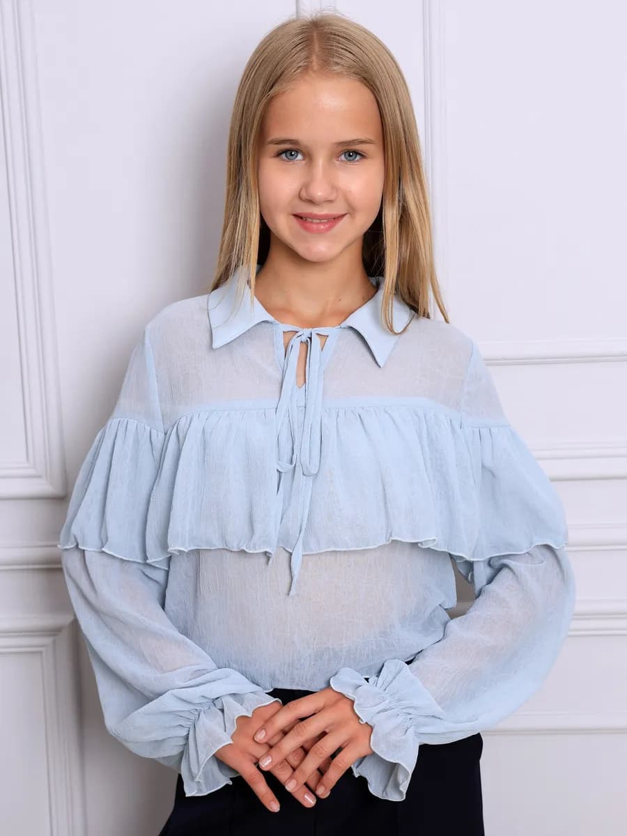 Блузка летняя с длинным рукавом рюшами бохо - фото 1