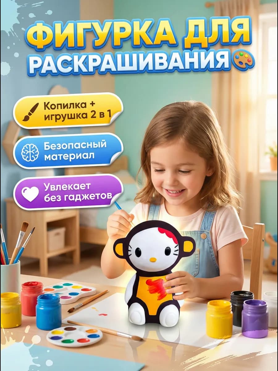 Фигурка для раскрашивания копилка hello kitty красками